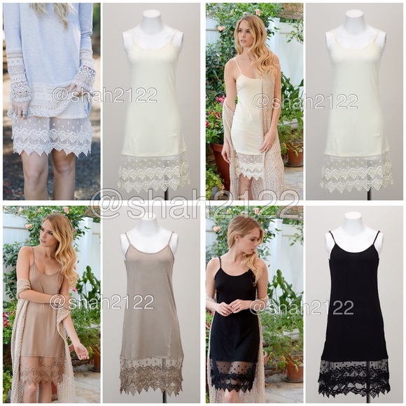 Lace Slip Dress Tunic Top Extender Midi Cami - Picture 4 of 4